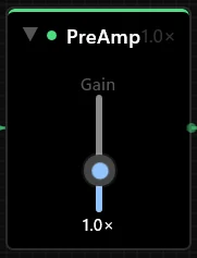 Pre-Amplifier node with a Gain dB slider.